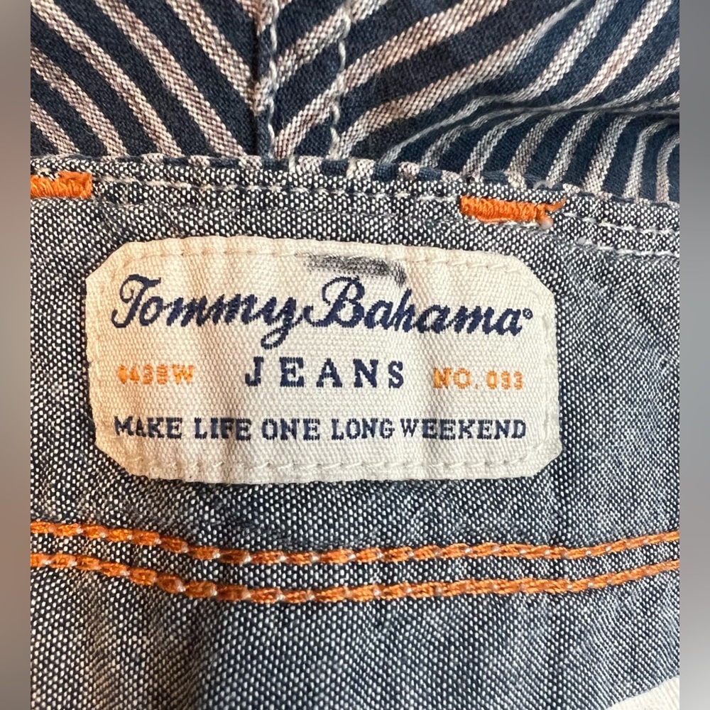Tommy Bahama Men's Flat Front Shorts Blue Gray Striped Size 32 - Picture 4 of 8